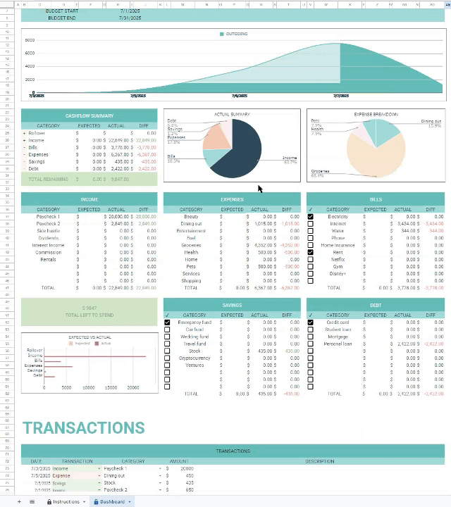 Sheetsly Budget Tracker Preview